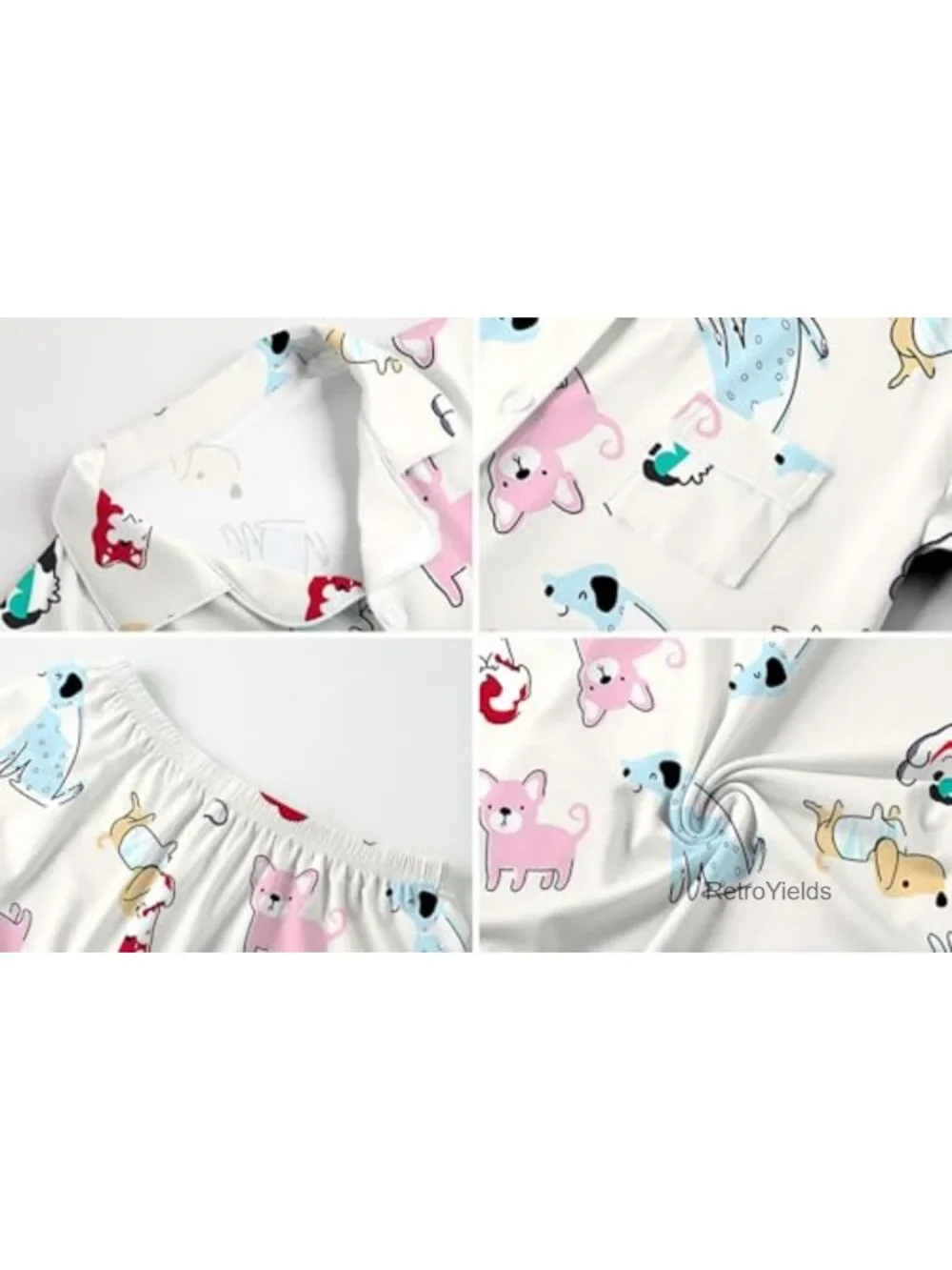 Girls Lyocell 3 Piece Pajama Set Button Down PJs Short Sleeve Loungewear